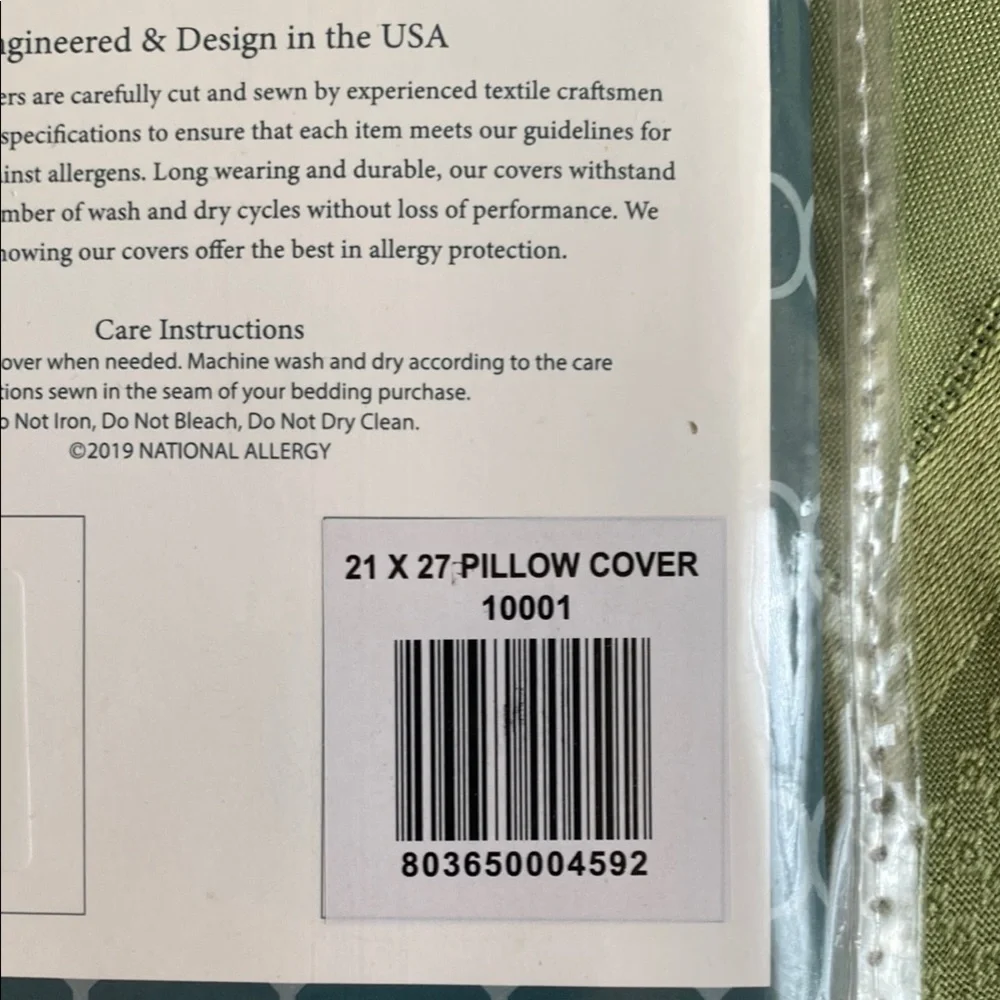 National Allergy Premium 100% Cotton Zippered Pillow Protector - Standard Size